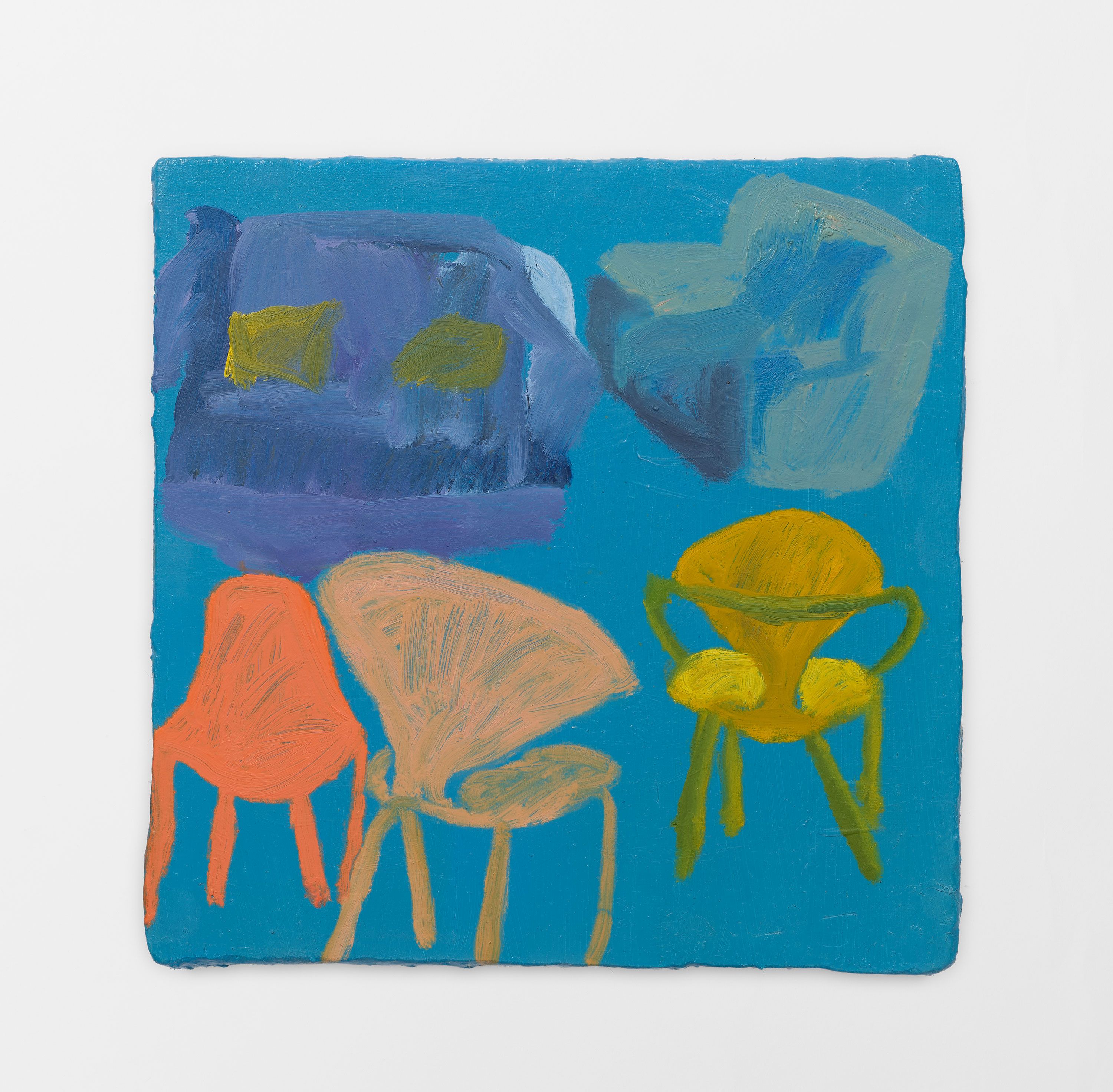 Weekend, 2020-26, oil, burlap on panel, 10 x 10 in.