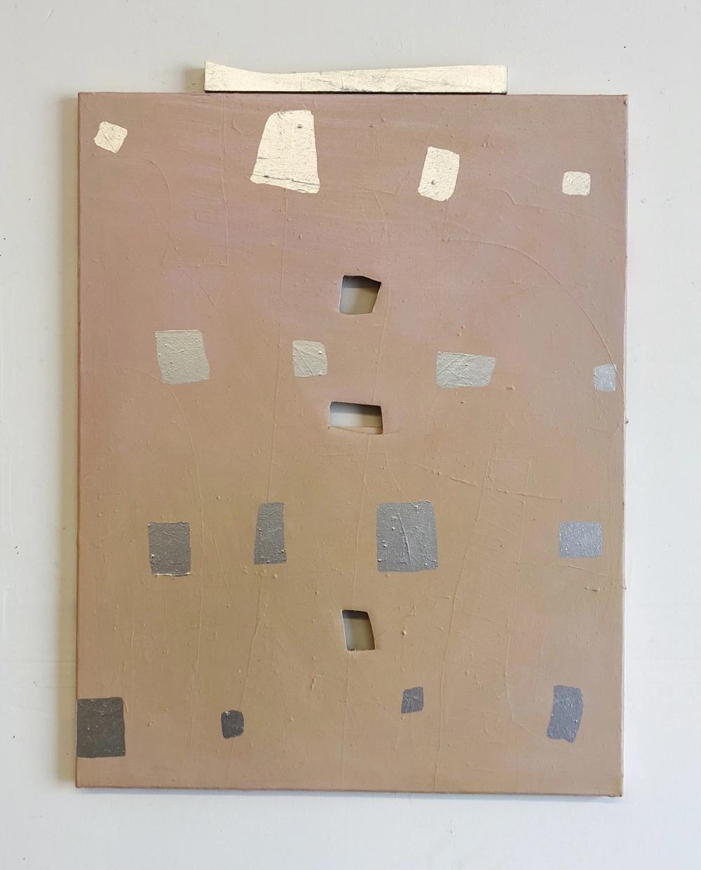 Morning Star, 2017, oil and silver pigment on canvas, 30 x 22 in