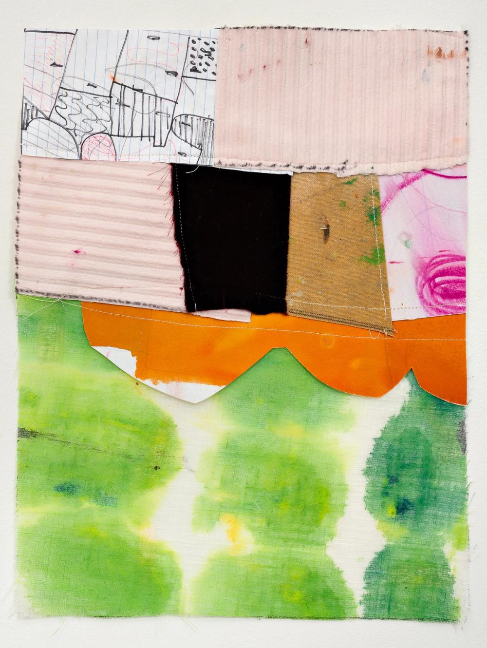 Could Be #26, 2020, acrylic, gouache, pencil, ink, paper, fabric, glue, paper, and thread, 13 x 11 in.