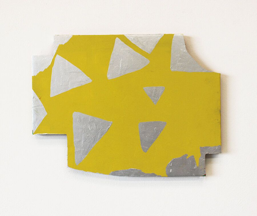 Hours, 2015-2020, acrylic, oil, and silver pigment on panel, 13 x 12 in.