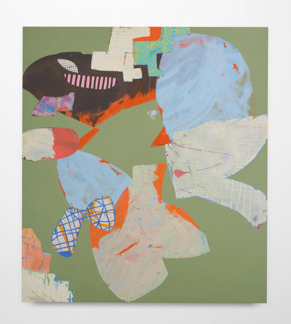 Outta Here, 2025, acrylic and oil on canvas 90 x 80 in.