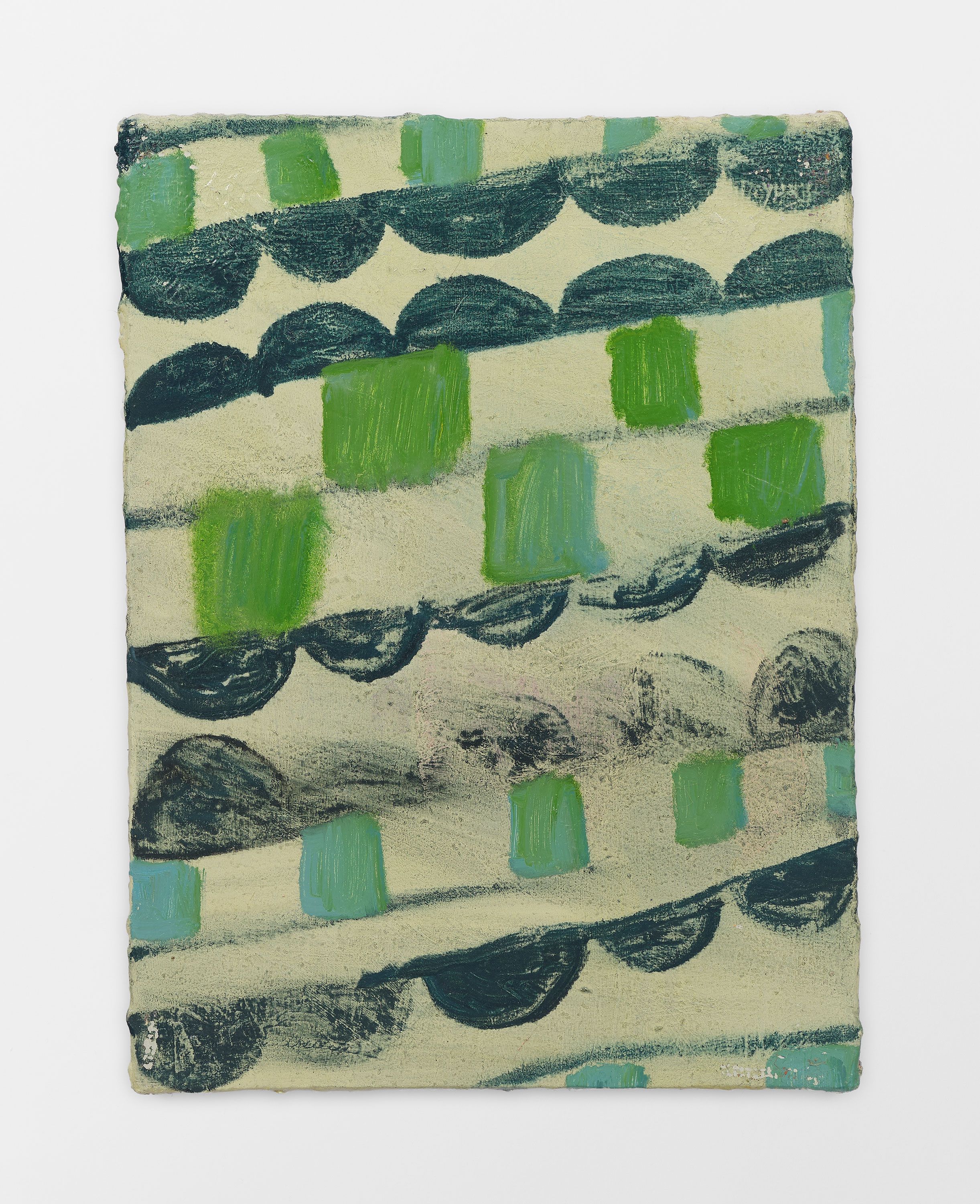 Decade, 2024-26, oil on burlap on panel, 12 x 9 in.