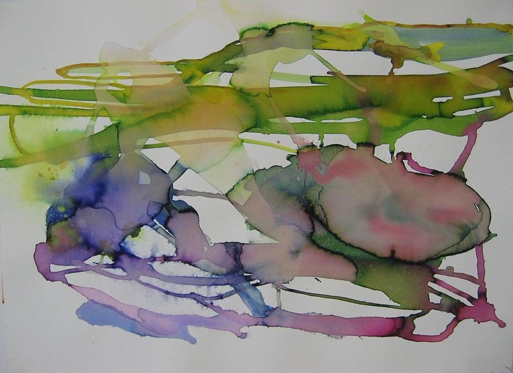 Violet Camouflage, 2006, watercolor on paper, 22 x 30 in.
