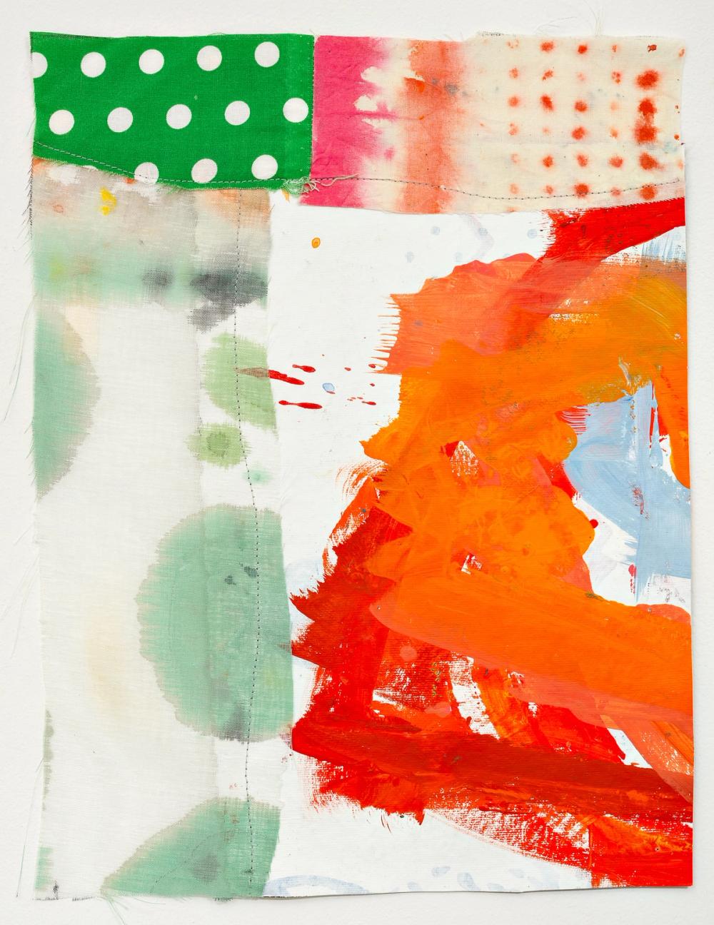 Could Be #19, 2020, acrylic, gouache, pencil, ink, paper, fabric, glue, paper, and thread, 13 x 11 in.