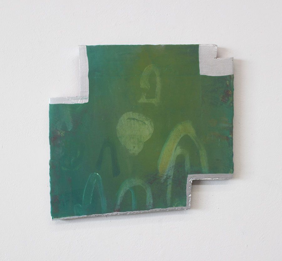 Page, 2015-2020, acrylic, oil, and silver pigment on panel, 12 x 12 in.