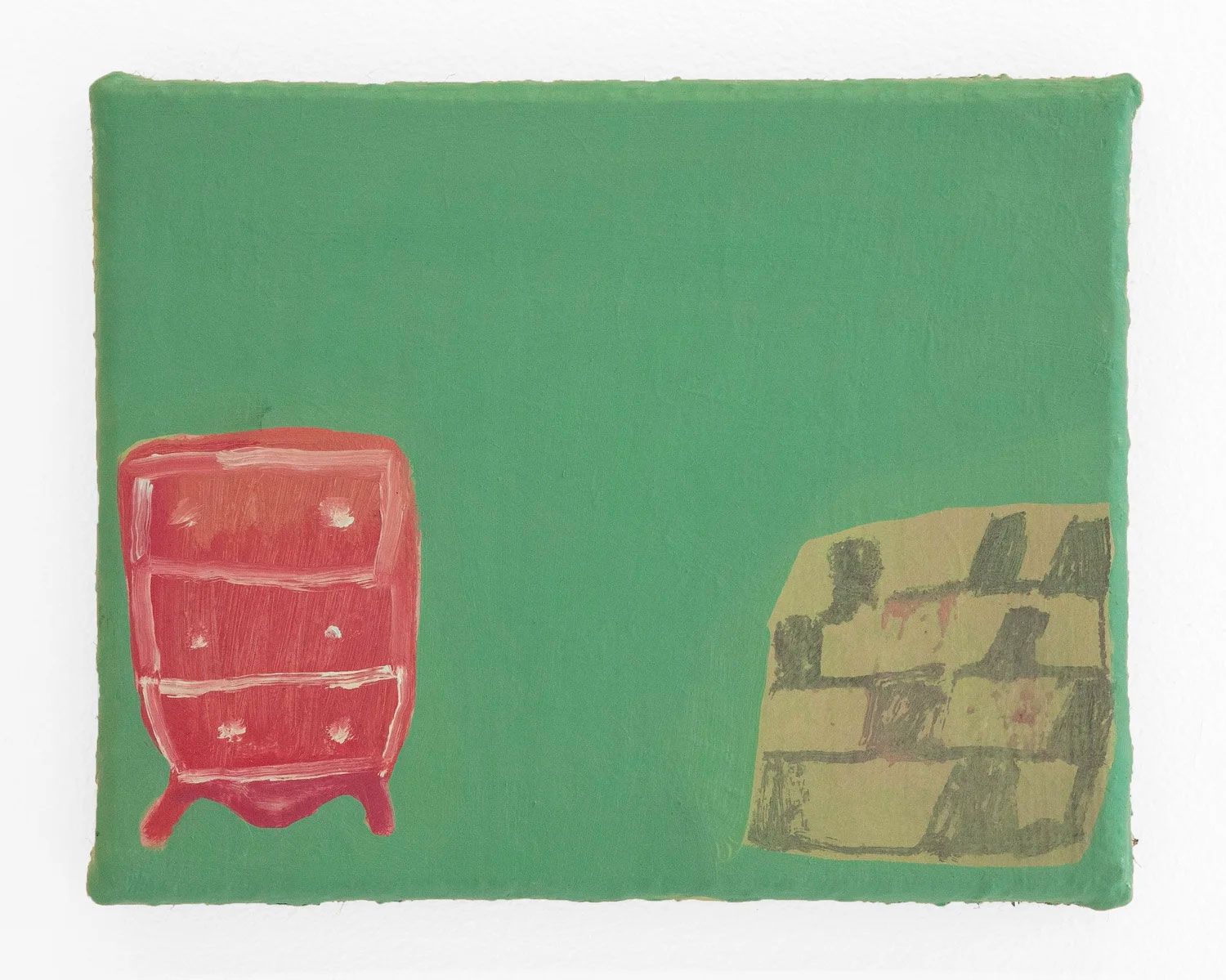 Dresser, 2026, oil on burlap on panel,  8 x 10 in.