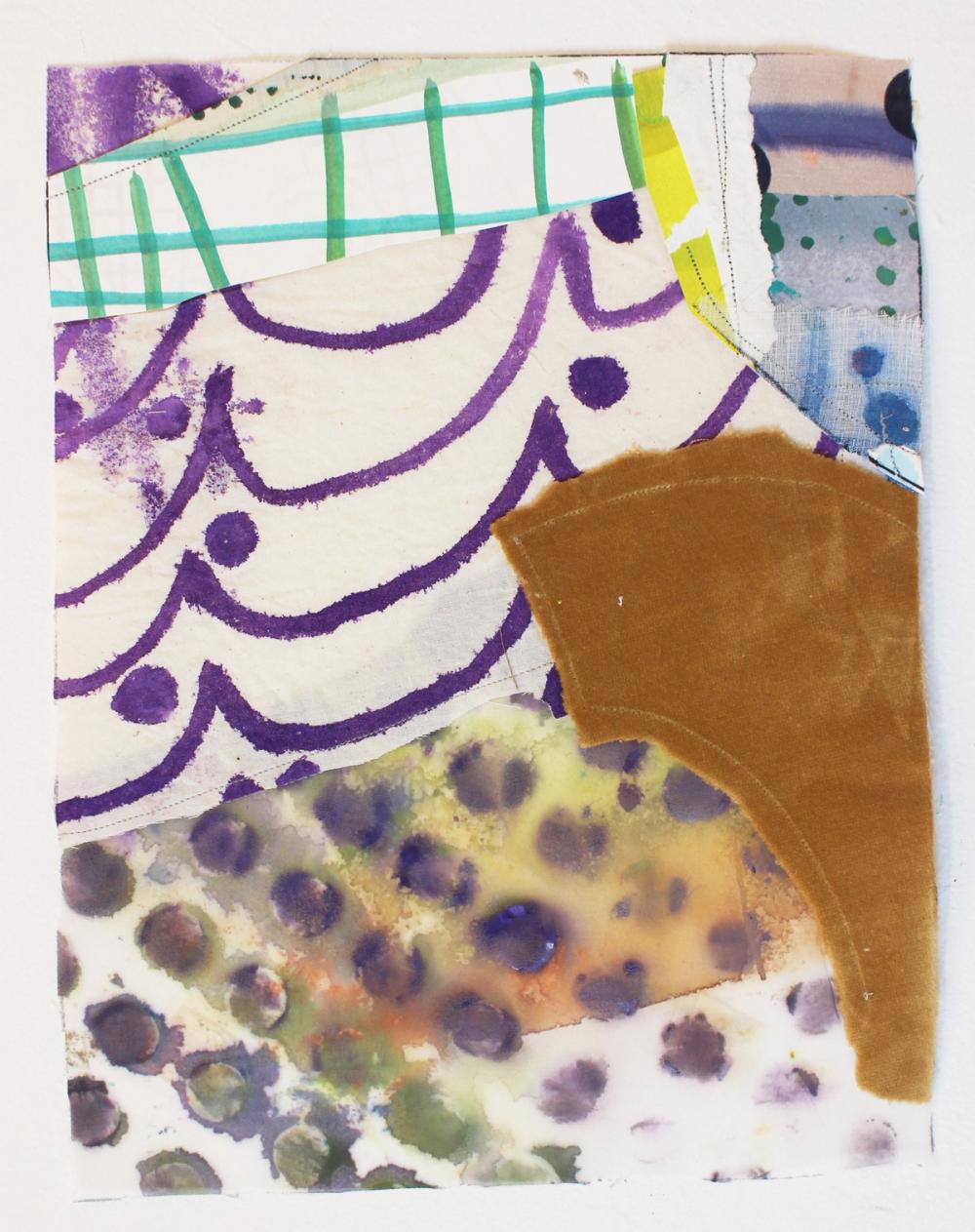 Could Be #16, 2020, acrylic, gouache, pencil, ink, paper, fabric, glue, paper, and thread, 13 x 11 in.