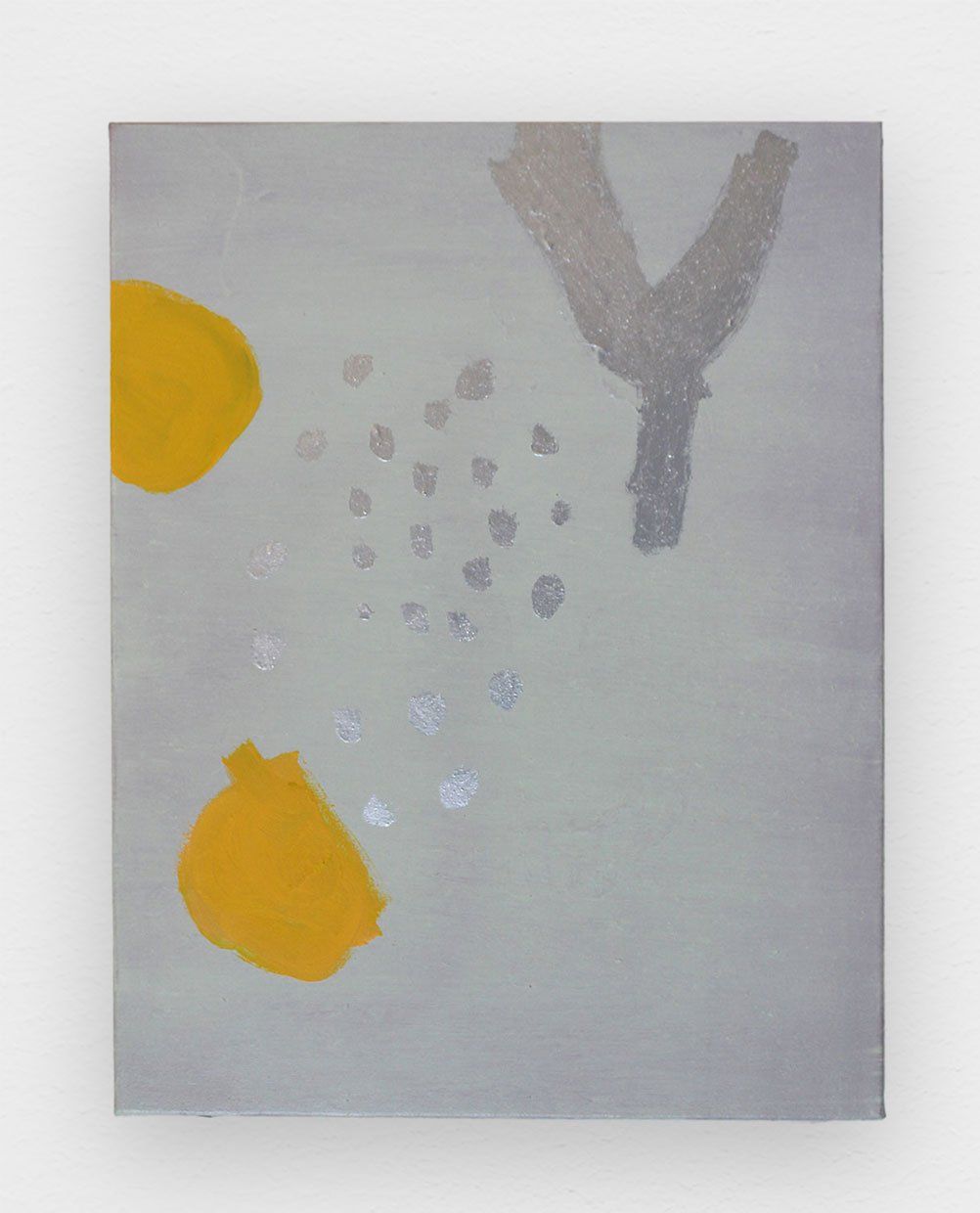 Live Wire, 2018, oil and silver pigment on canvas, 20 x 18 in