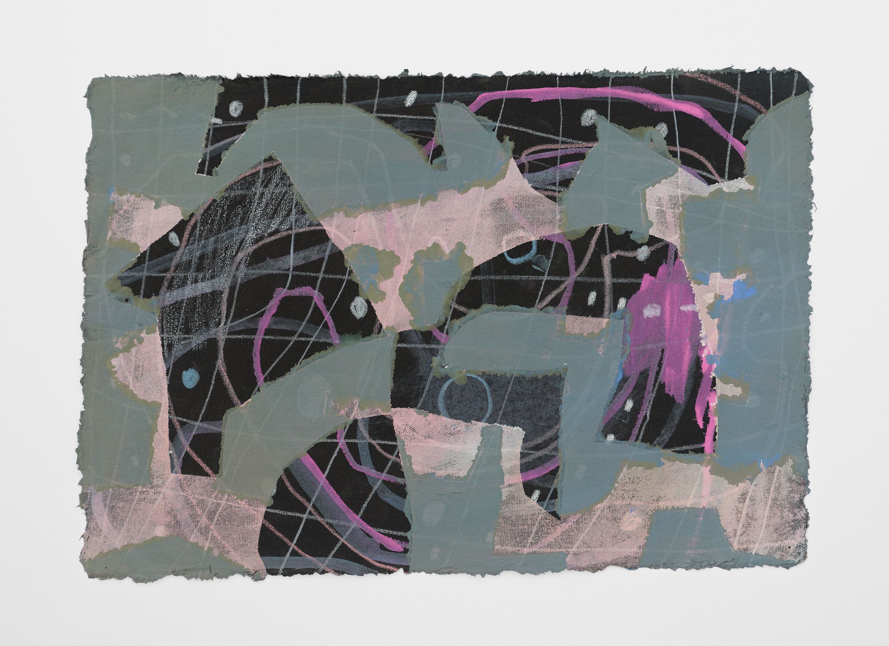 #7 GrBlu, 2024, gouache, flashe, watercolor pencil on paper, 10 1/2 x 15 3/4 in.