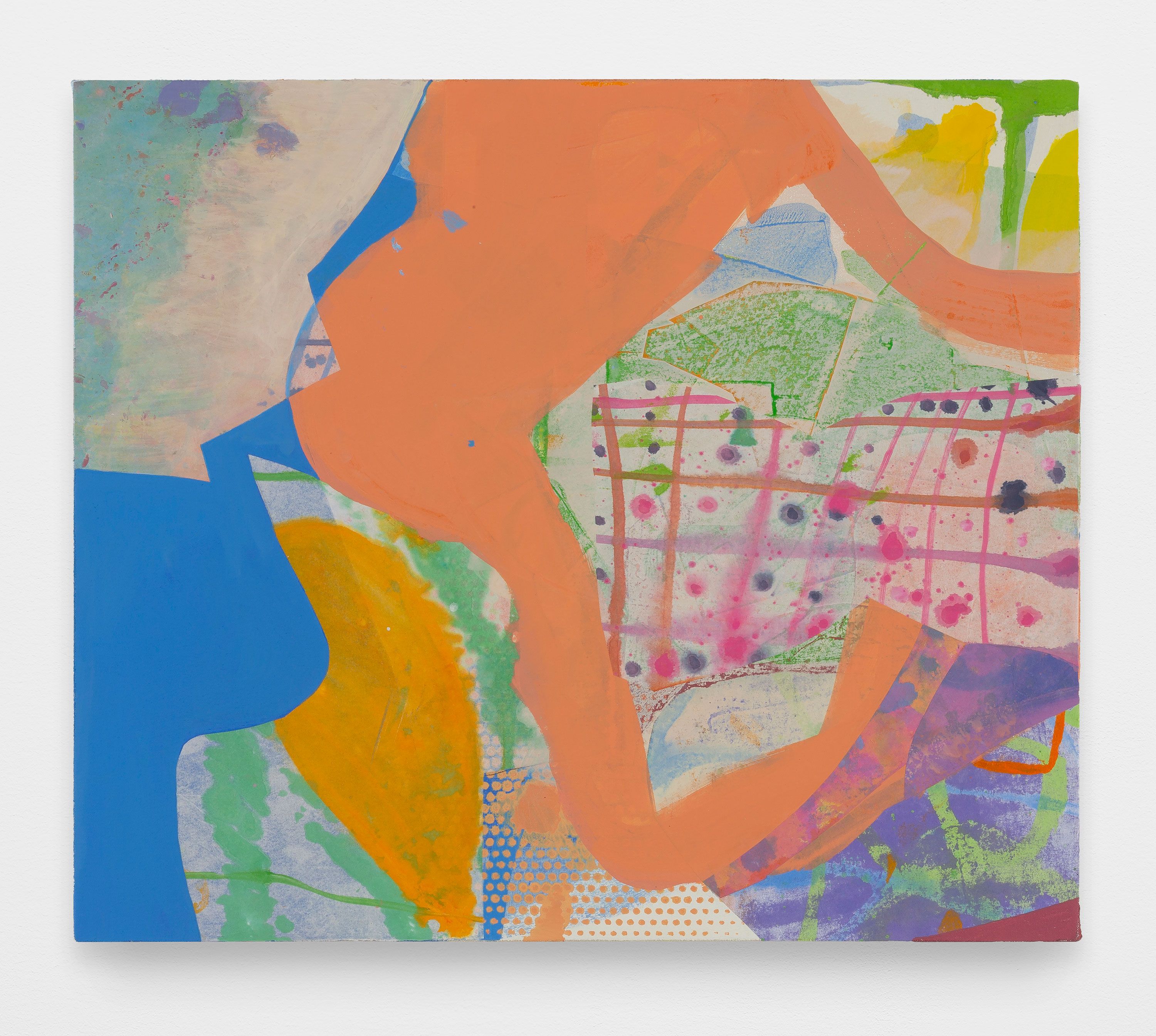 Horizon Lately, 2024, acrylic, gouache, flashe, kozo and pencil on canvas 30 x 34 in.