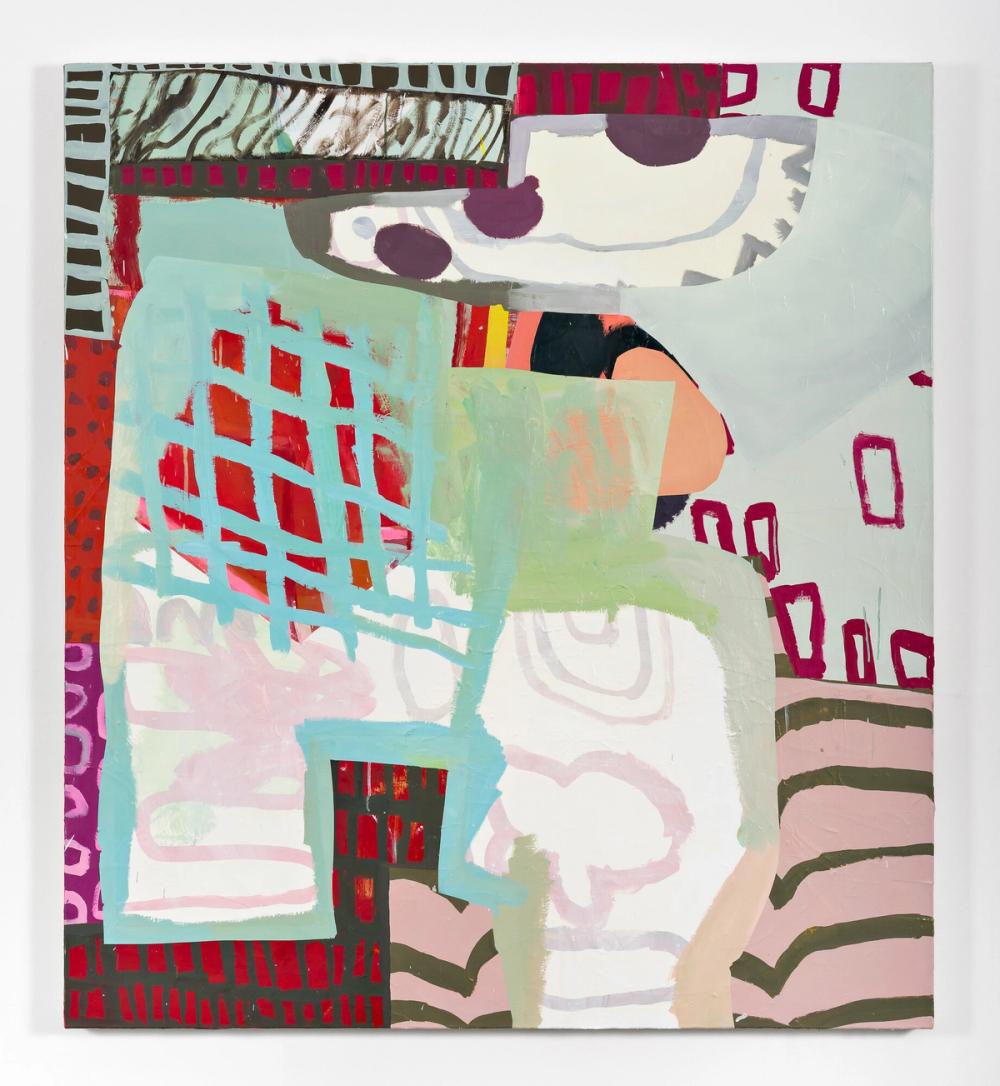 Double Blind, 2020, acrylic and oil on canvas, 55 x 50 in.