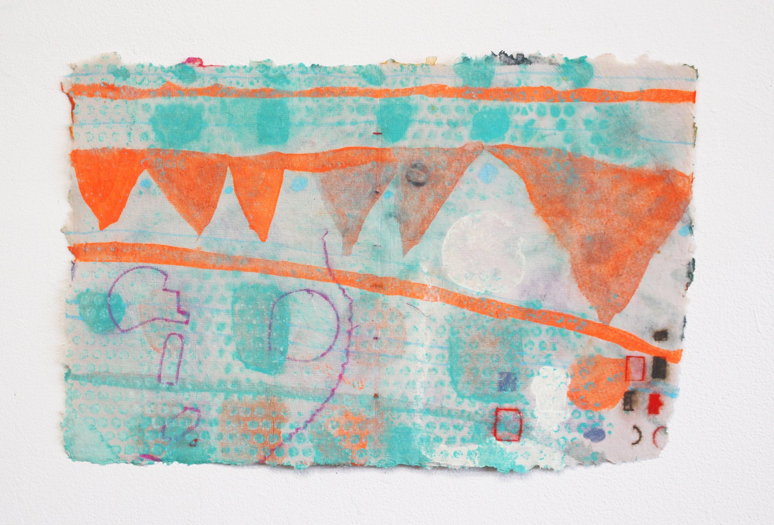 Downhill, 2022, watercolor and gouache on Indian paper, 9 3/4 x 14 1/2