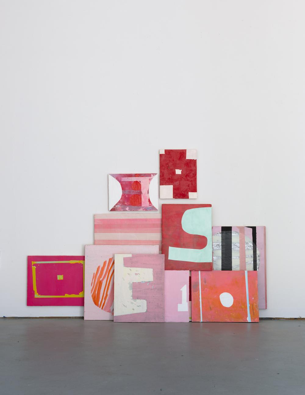 Fifteen Days, (inside) 2015, oil on canvas, panel, various sizes