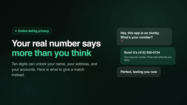 A dating chat bubble asking So what's your number next to the headline Your real number says more than you think