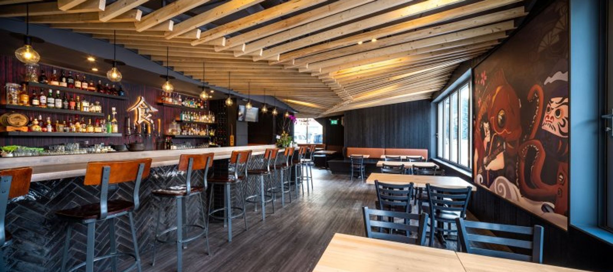 Interior of Shoku Izakaya restaurant in Banff