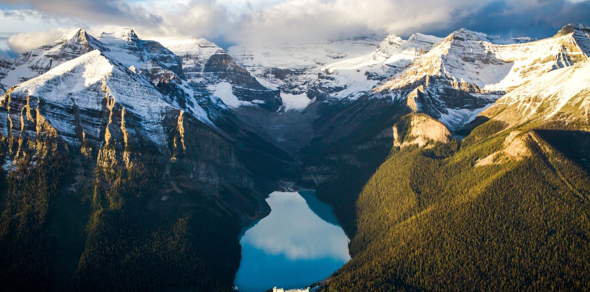 Lake Louise seen from above, Banff National Park, AB. Photo by Taylor Michael Burk