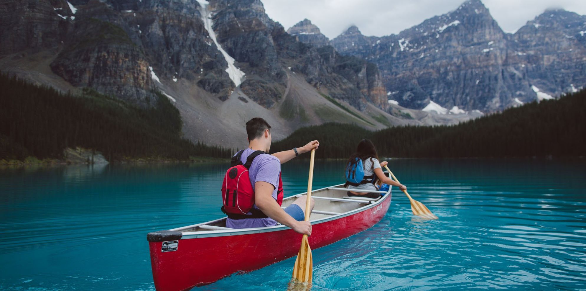 Canoeing Moraine Lake Banff National Park Jake Dyson