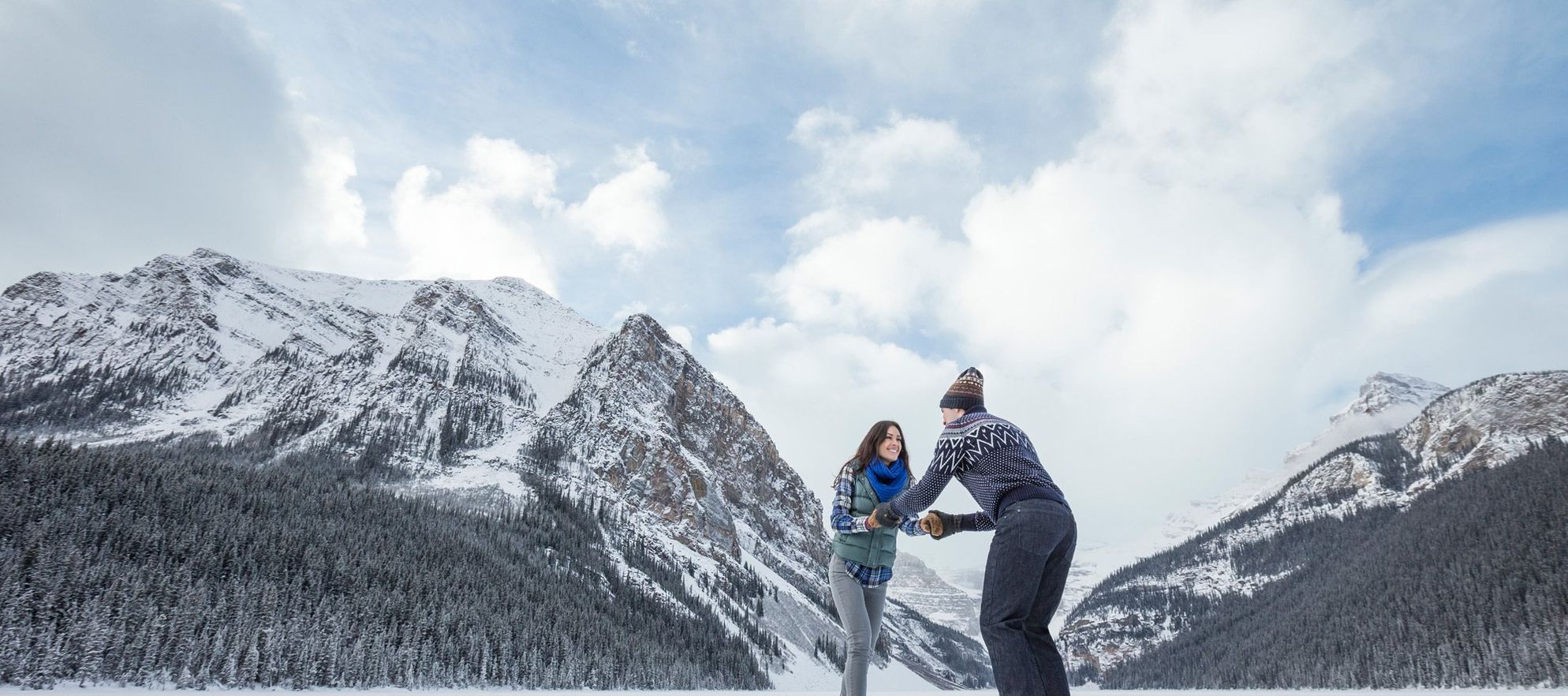 Ice Skating on Lake Louise, Banff National Park, AB