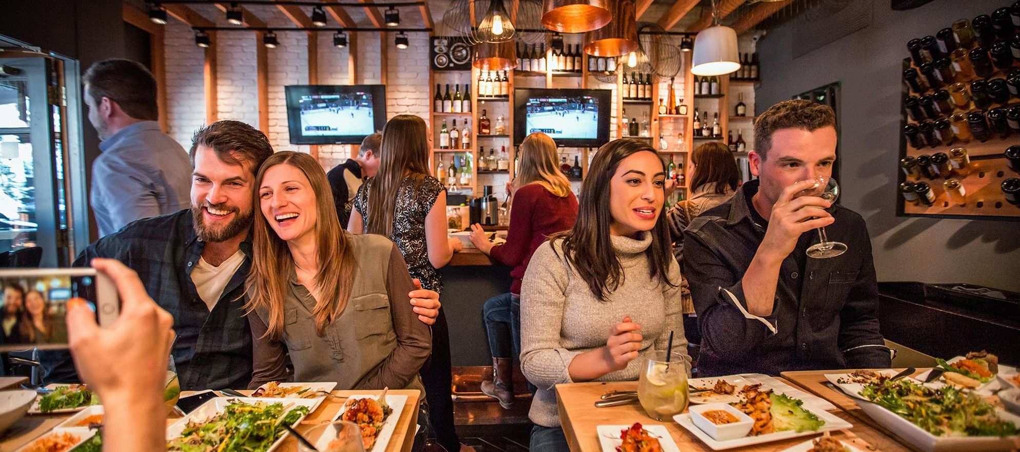 People enjoy their meals at Block in Banff National Park.