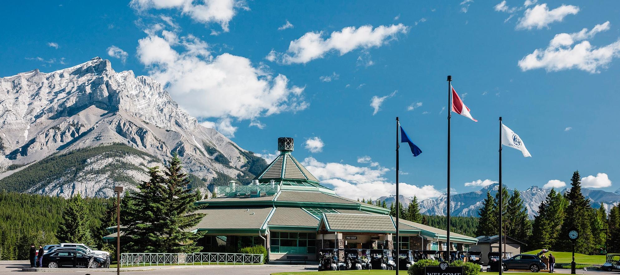 View of the Stanley's Clubhouse at the Fairmont Banff Springs Golf Course in Banff National Park