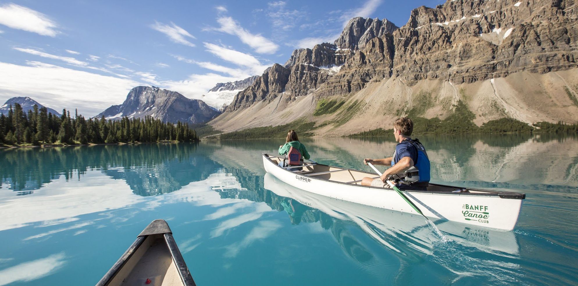 Canoeing Bow Lake Banff National Park