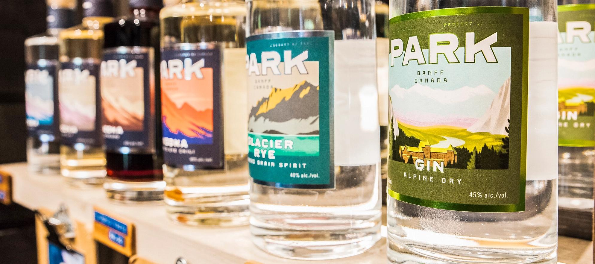 Selection of drinks at the Park Distillery Retail Store