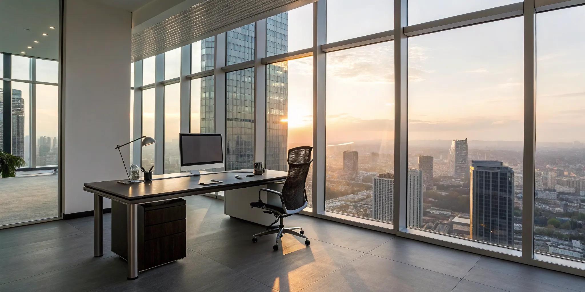 Strategic portfolio risk management overlooking a city skyline.