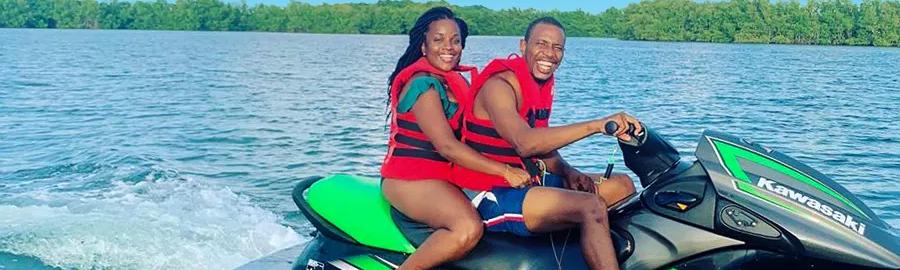Jet-skiing at Souffleur Beach, Port-Louis