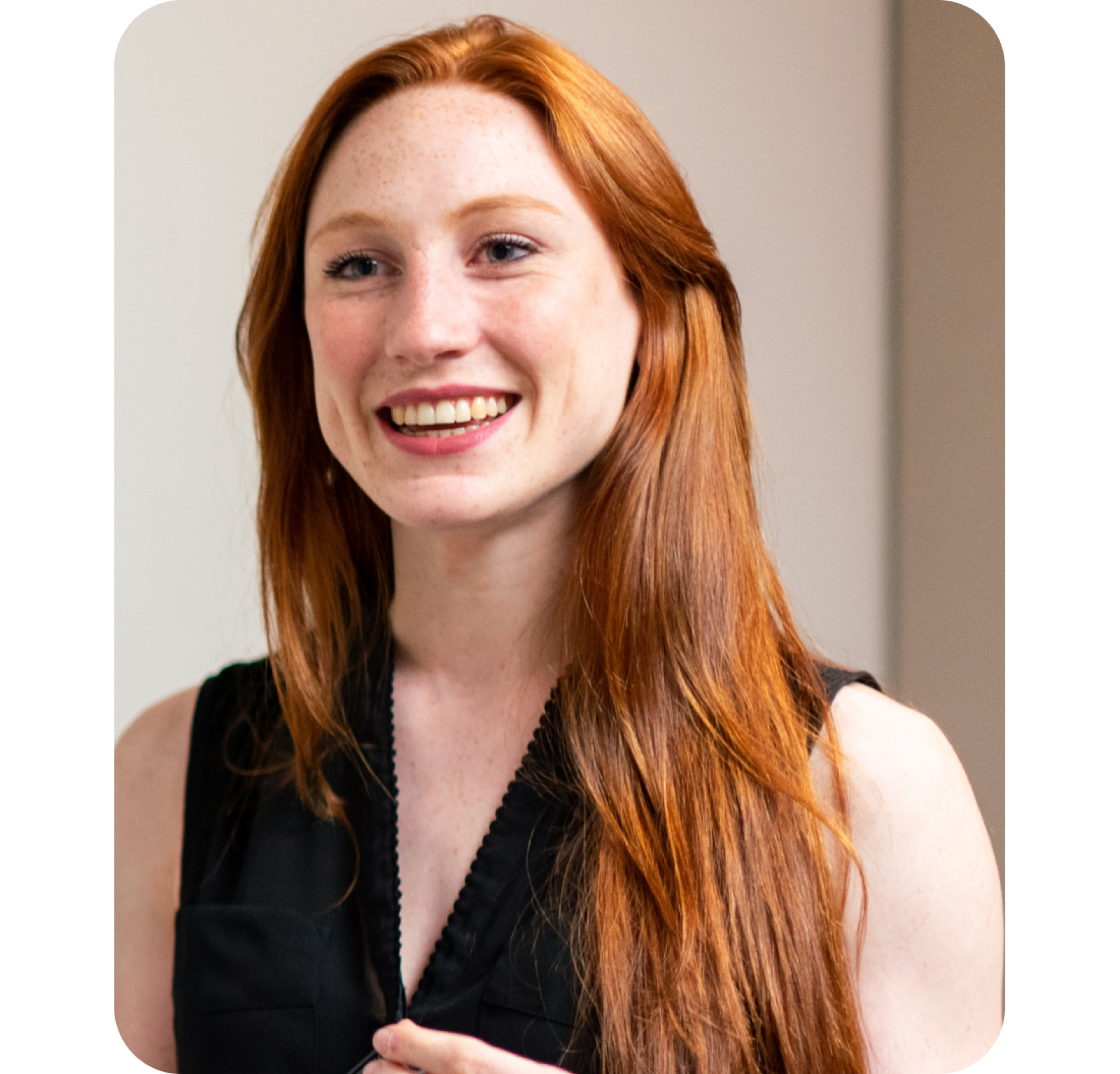 A photo of a smiling woman