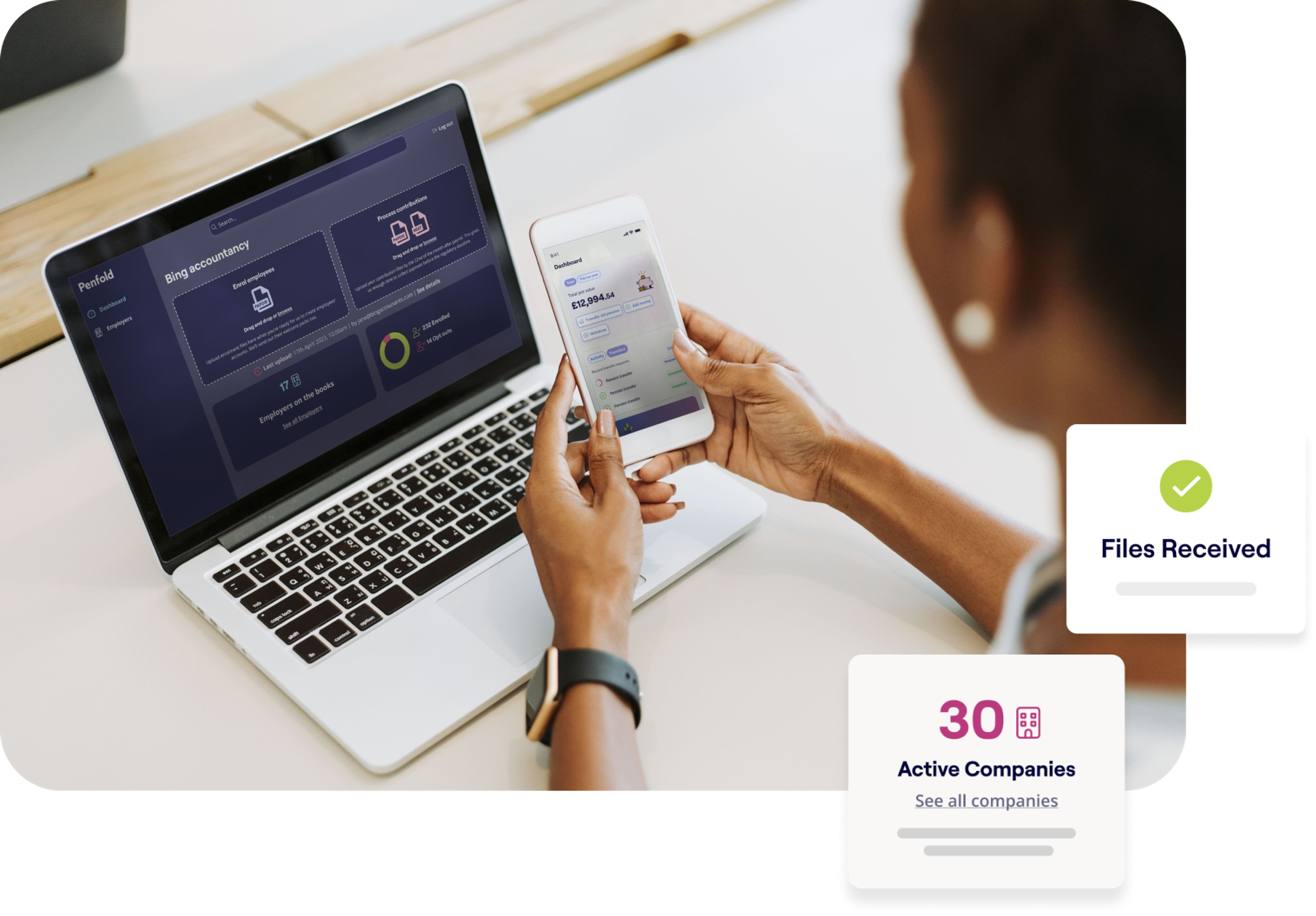 A photo of an accountant using the Penfold platform on a laptop