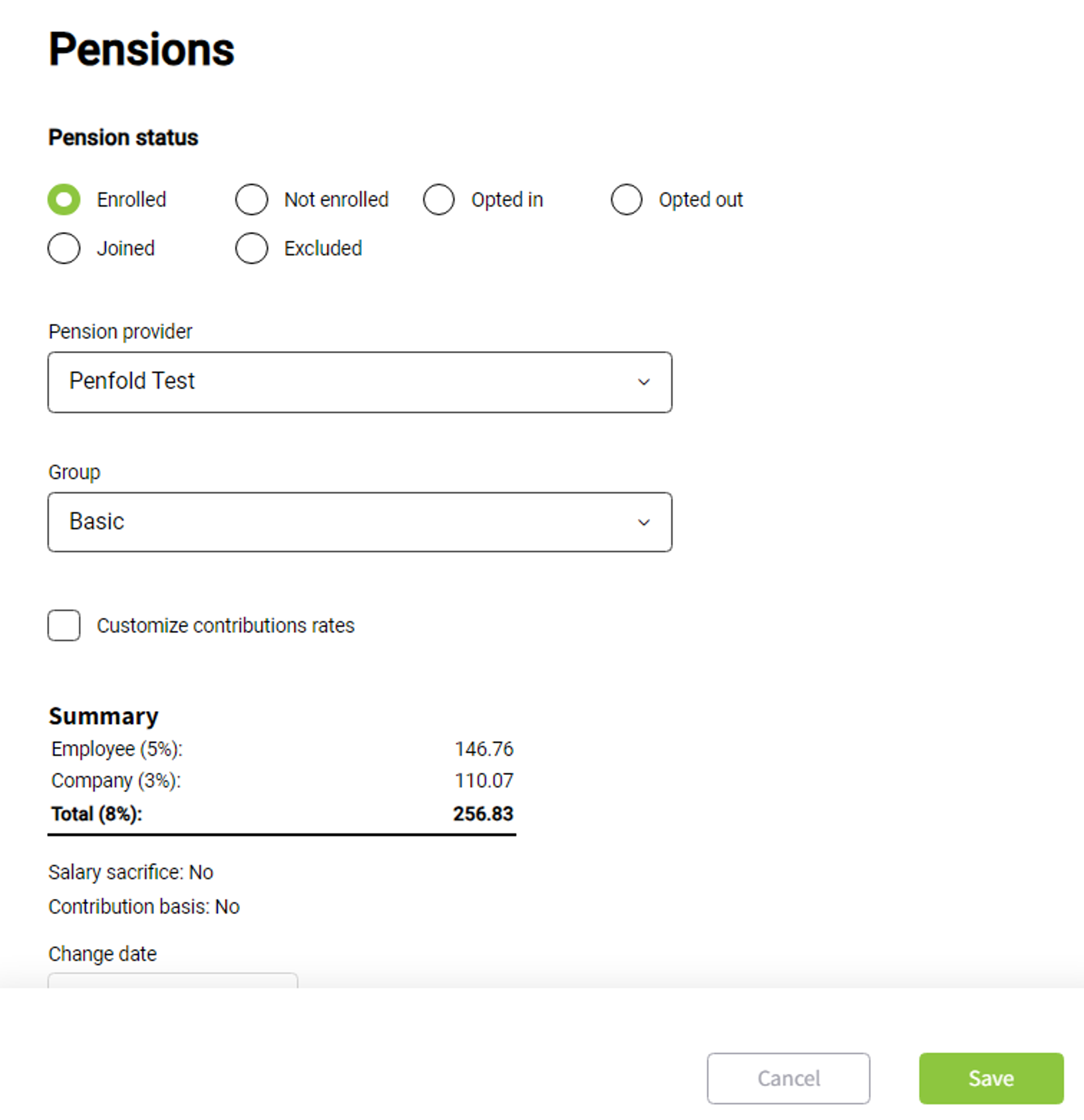 FreshPay pop-out window for enrolment