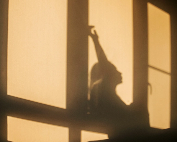 Human shadow at the window