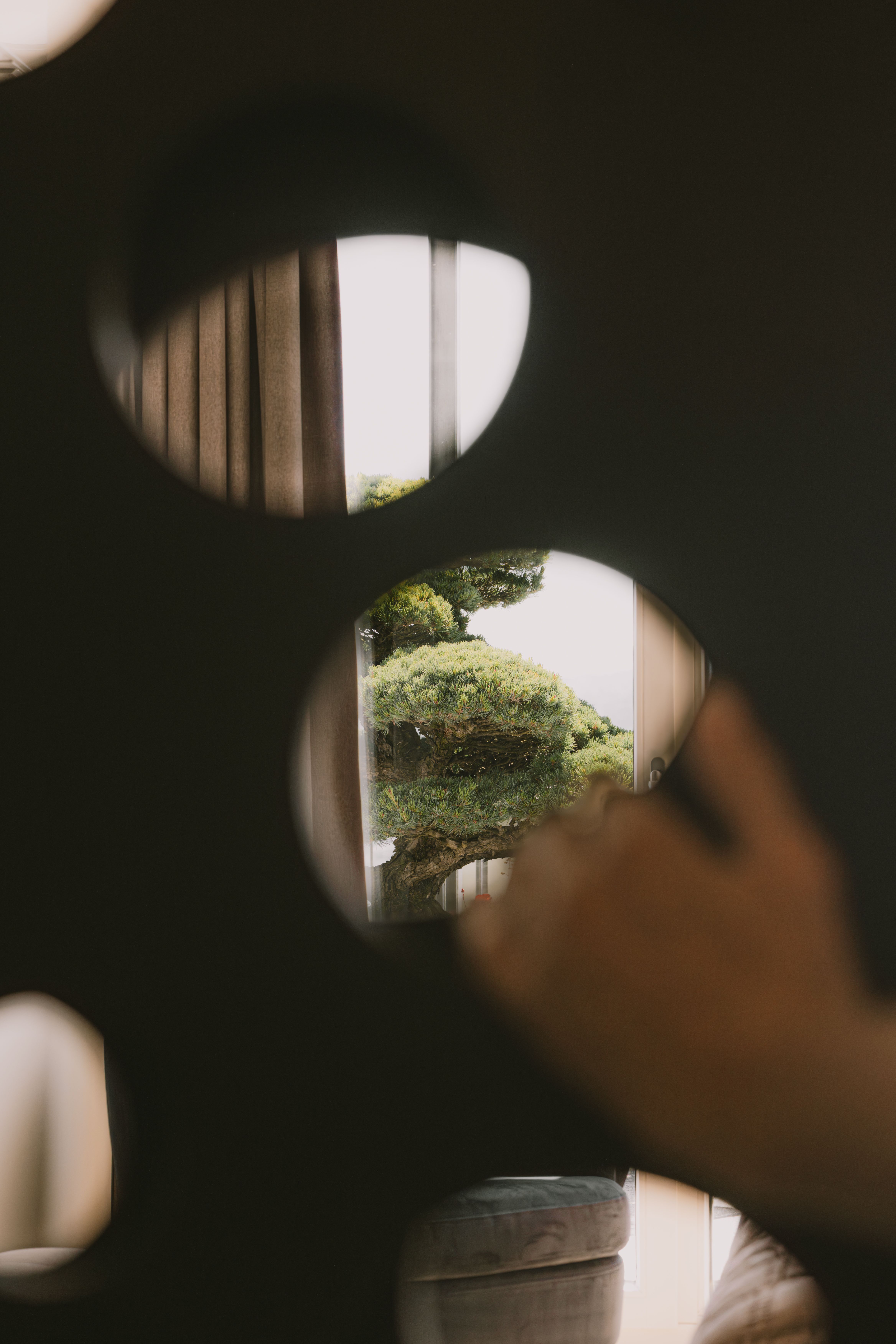 View through the holes in the sliding door