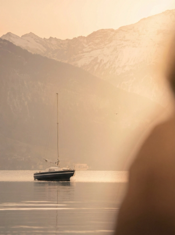 A person looking at a lake