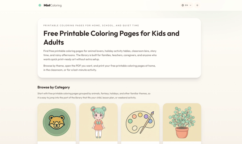 image of MintColoring.com