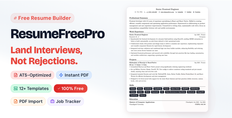 image of ResumeFreePro image of ResumeFreePro