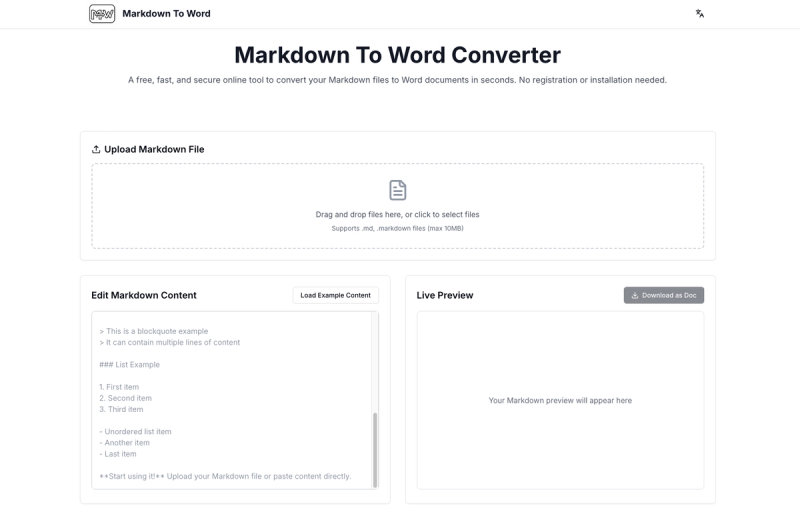 image of Markdown to Word