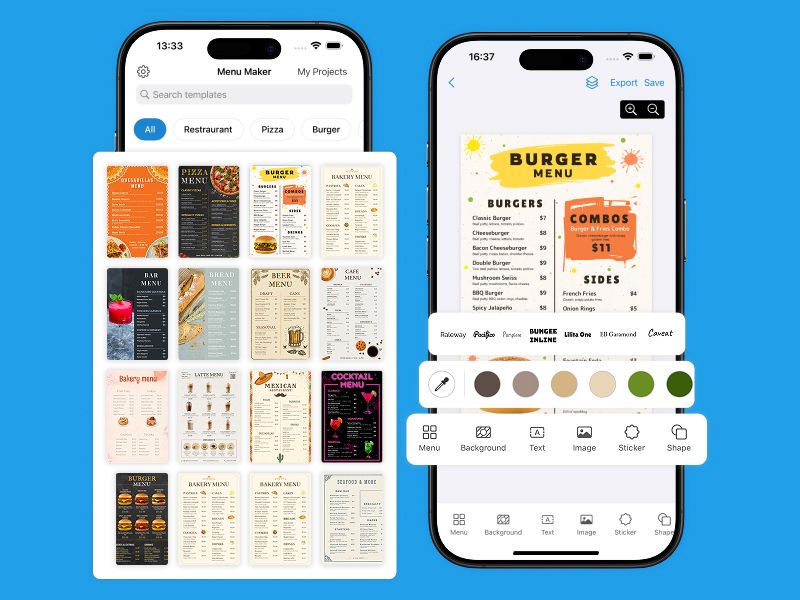 image of Menu maker app