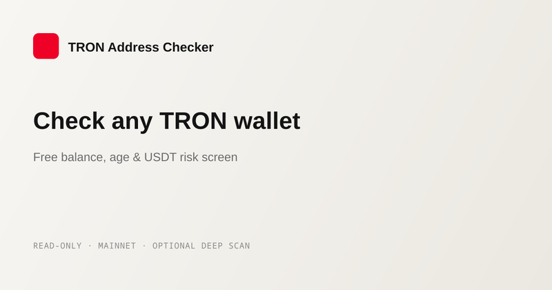 image of TRON Address Checker image of TRON Address Checker