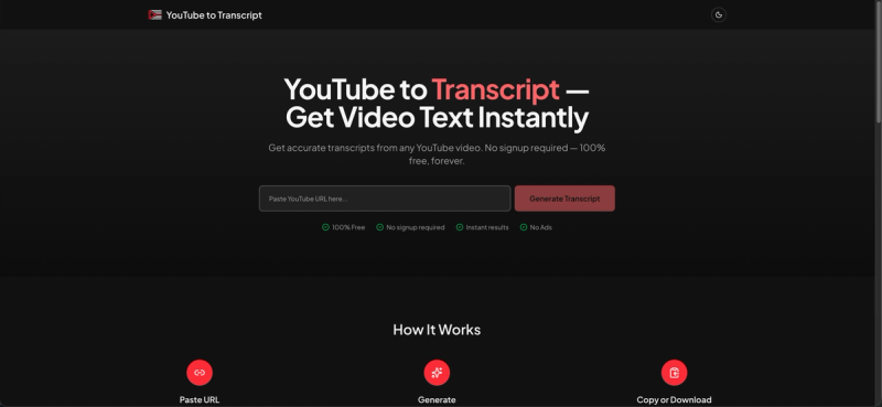 image of YouTube-to-transcript.org
