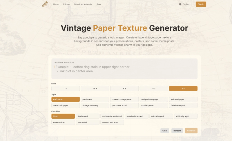 image of Vintage Paper Generator image of Vintage Paper Generator