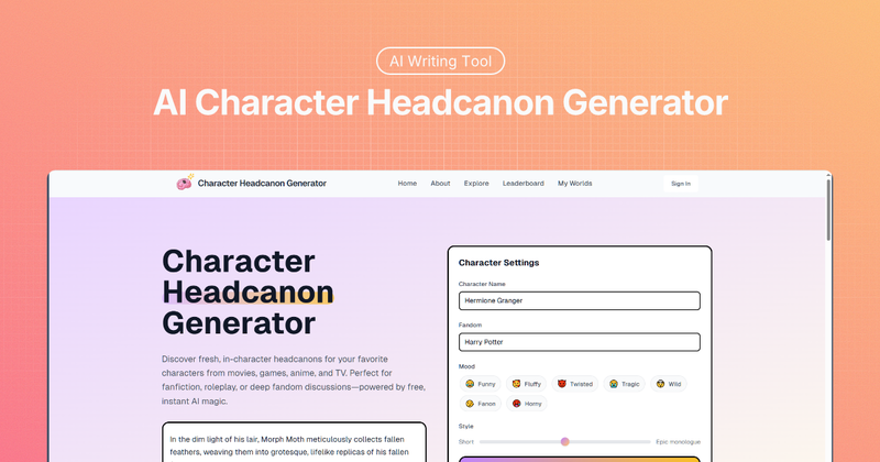 image of Character Headcanon Generator
