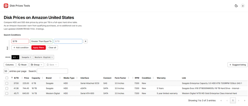 image of Disk Prices Tool image of Disk Prices Tool