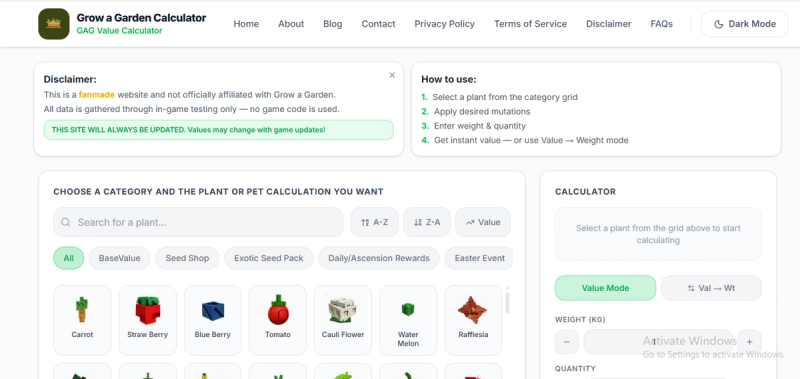image of Grow a Garden Calculator image of Grow a Garden Calculator
