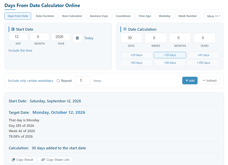image of Days From Date
