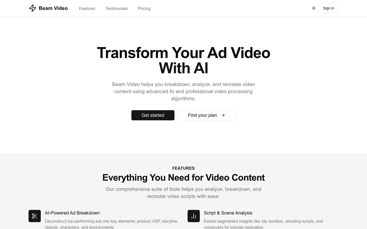 Wayback Machine 存档的 beamvideo.io 网站快照，拍摄于 2025 年 12 月 18 日，当时网站仍在运行