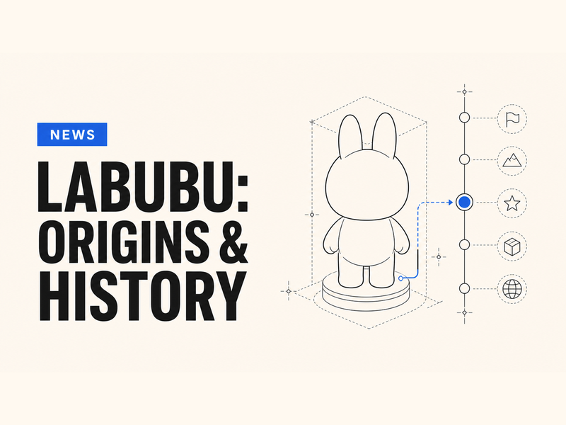 Labubu Doll: Origins and History technical wireframe cover illustration