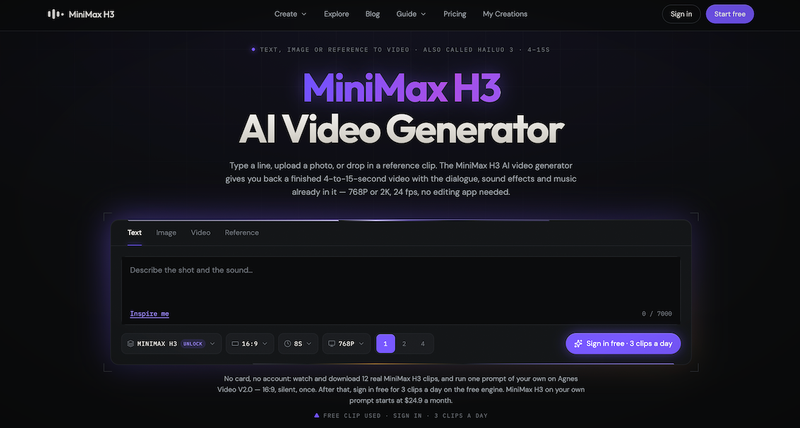 image of MiniMax H3 AI Video Generator