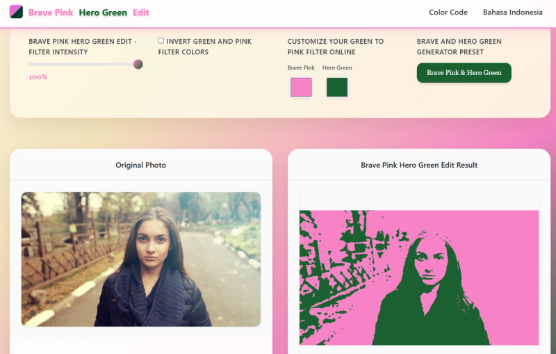 image of Brave Pink Hero Green Edit