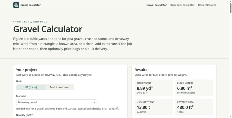image of Free Gravel Calculator